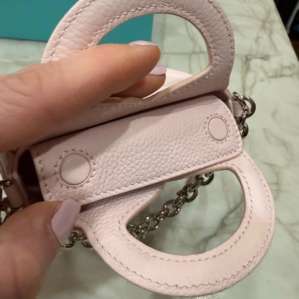 Tiffany & Co. Pale Pink Leather Mini Bag with Charm Chain New Full Set - Picture 9 of 15